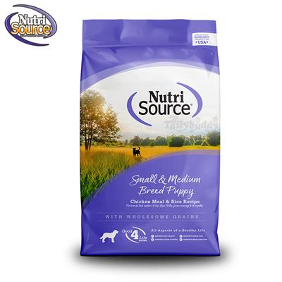 Nutri Source Small & Medium Breed Puppy อาหารลูกสุนัข พันธุ์เล็ก-กลาง สูตรไก่และข้าวกล้อง (2,26kg , 6.81kg , 13.6kg)